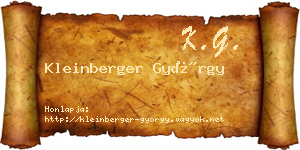 Kleinberger György névjegykártya